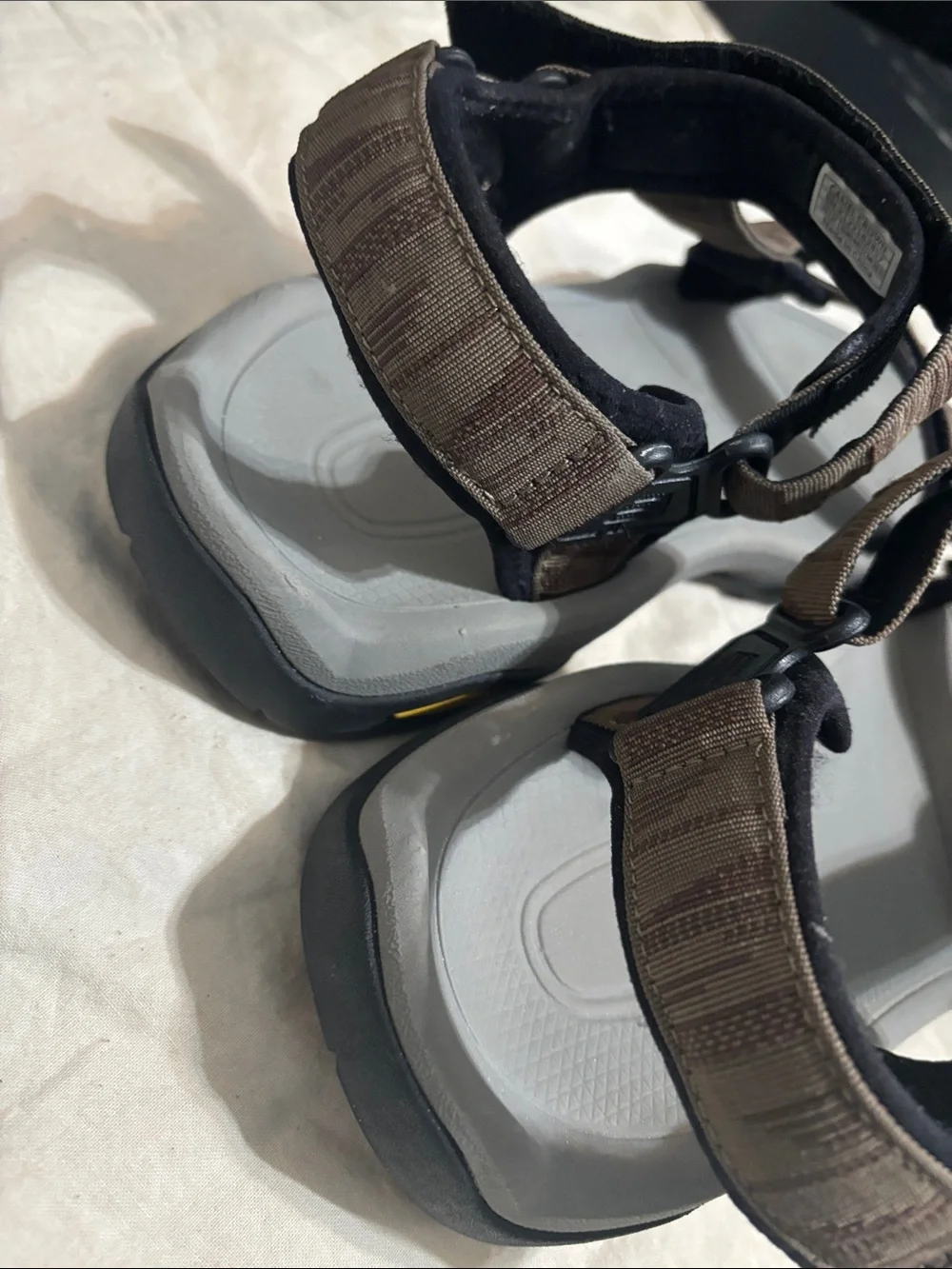 Men's Brown Adjustable Strap Sandals with Gray Footbed